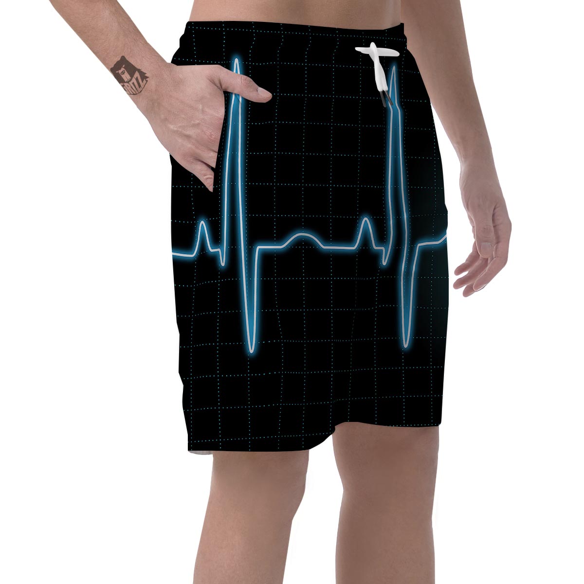 Heartbeat Teal Print Men's Shorts-grizzshop