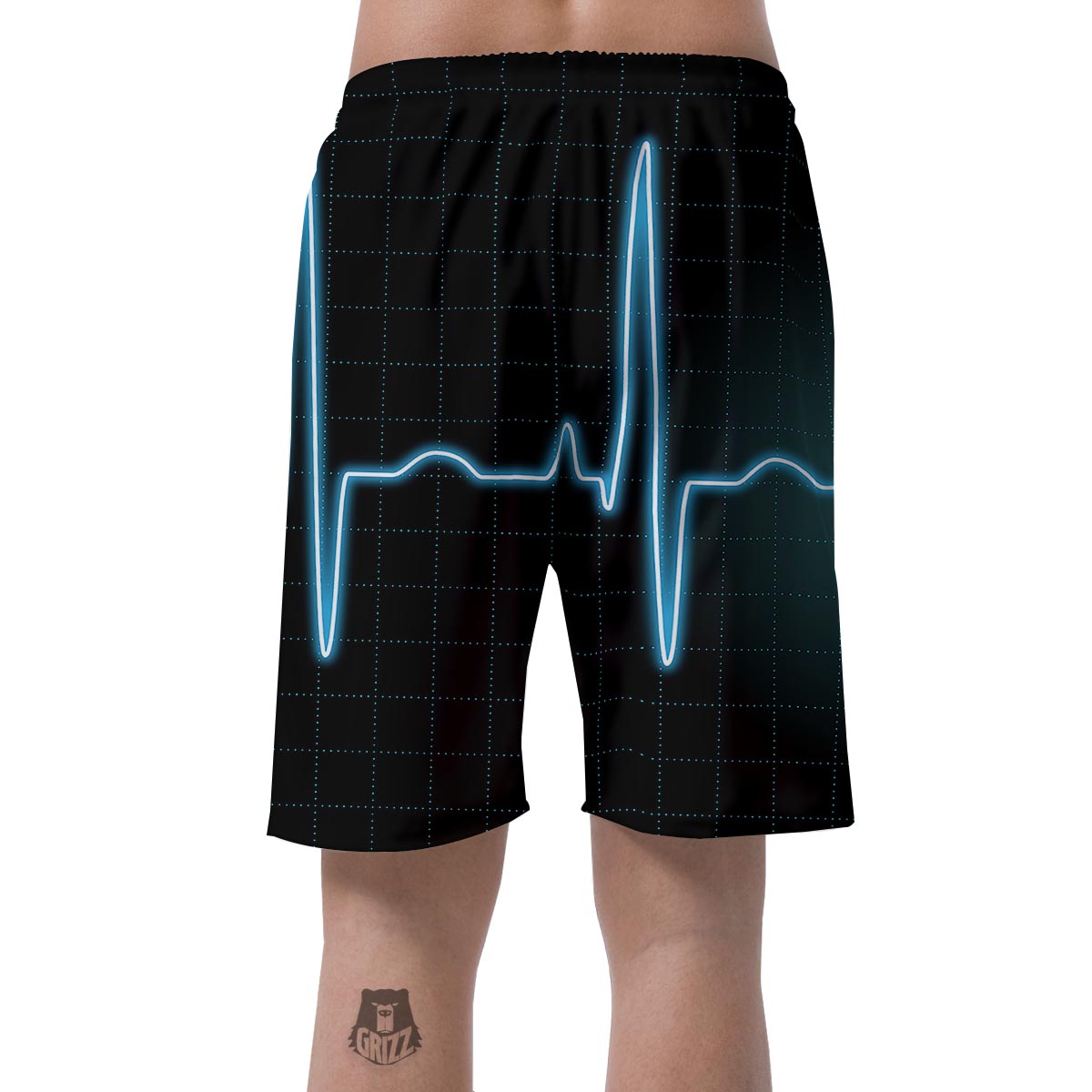 Heartbeat Teal Print Men's Shorts-grizzshop