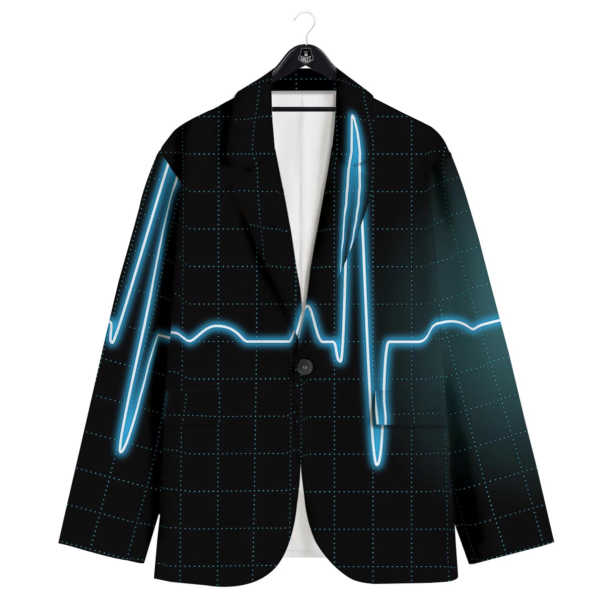 Heartbeat Teal Print Men's Sport Coat-grizzshop