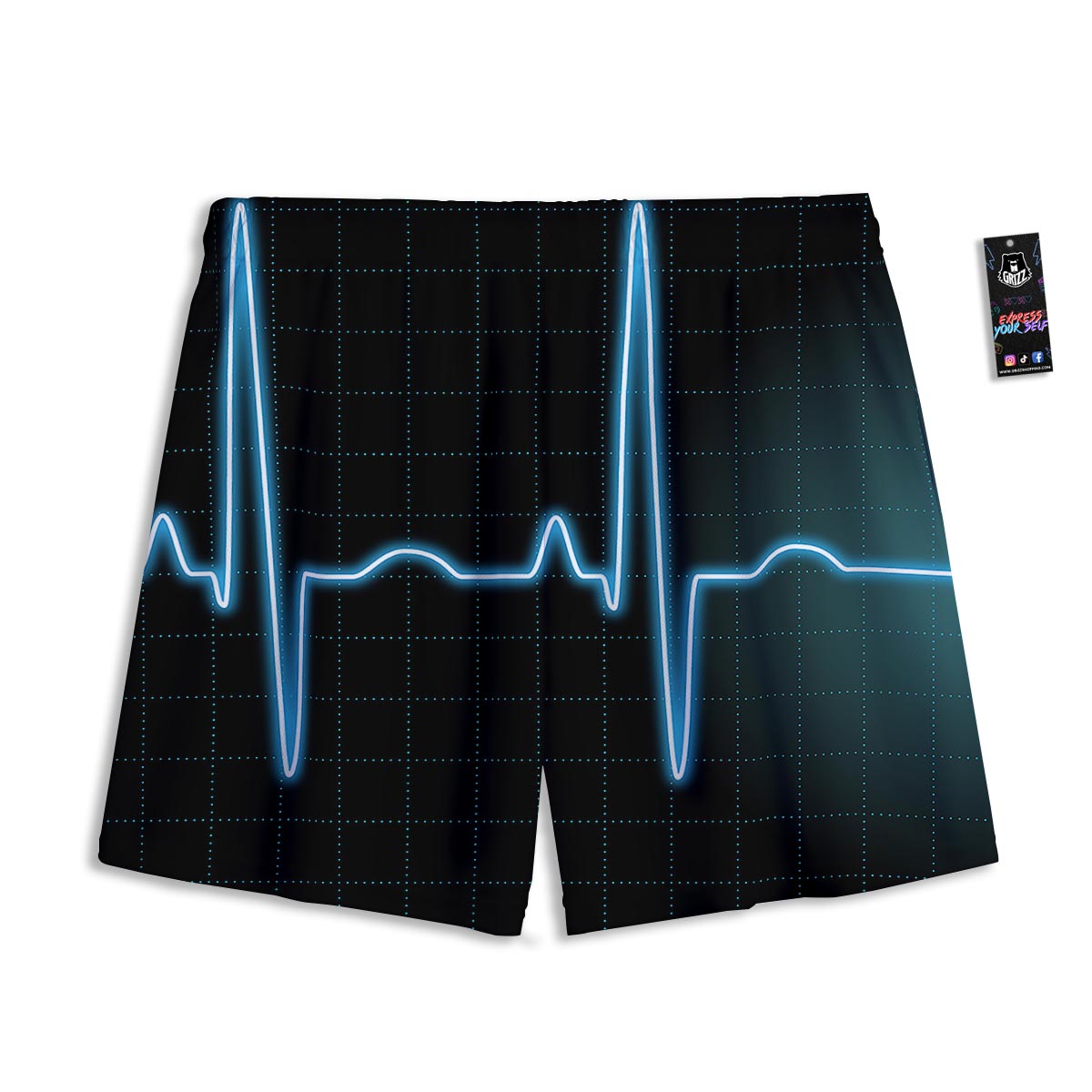 Heartbeat Teal Print Mesh Shorts
