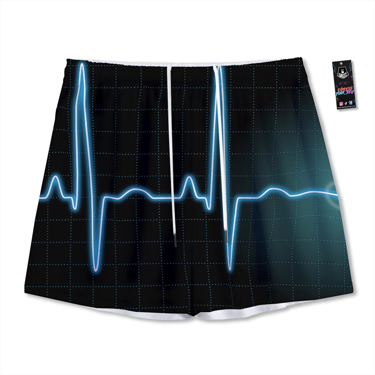 Heartbeat Teal Print Mesh Shorts