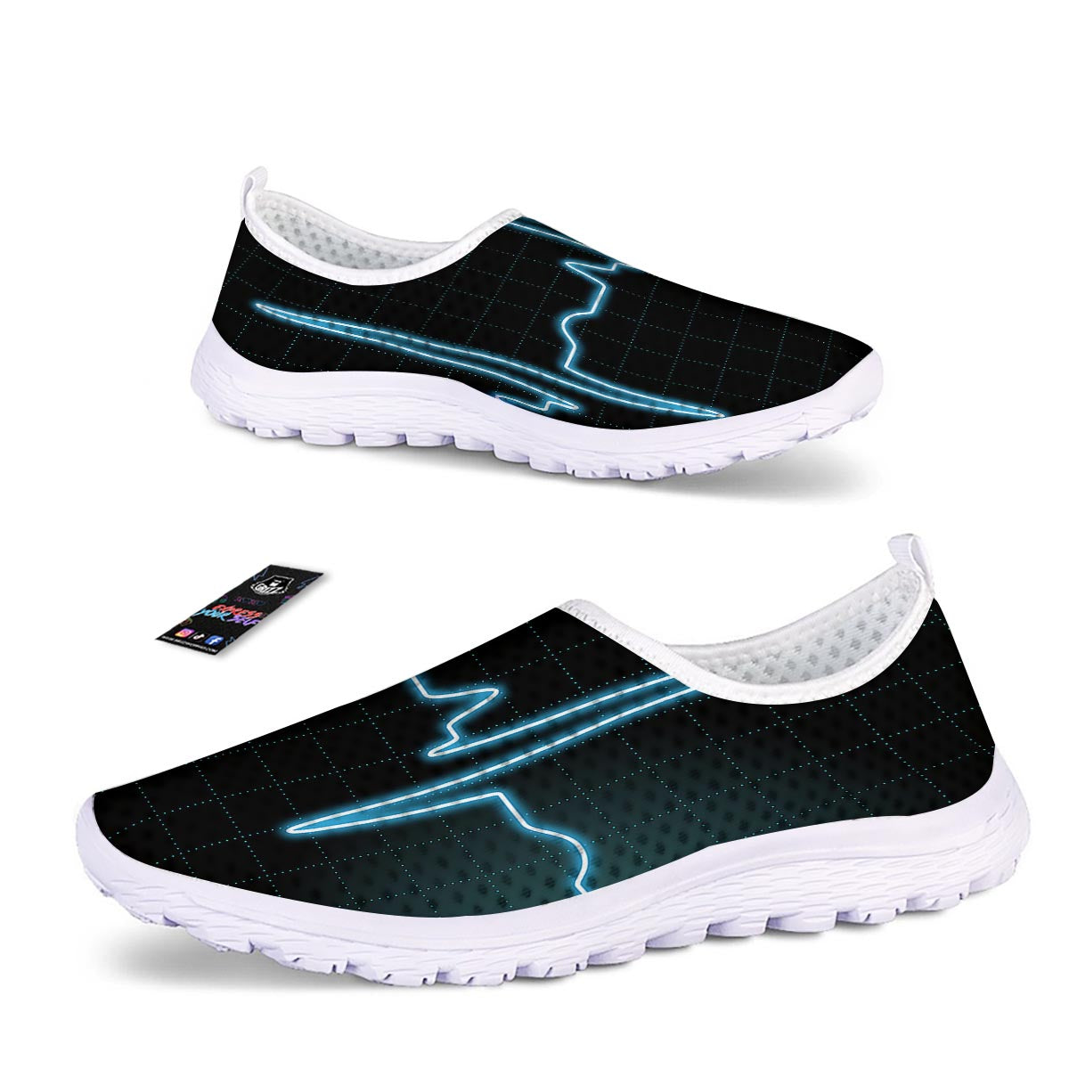 Heartbeat Teal Print Nurse Shoes-grizzshop