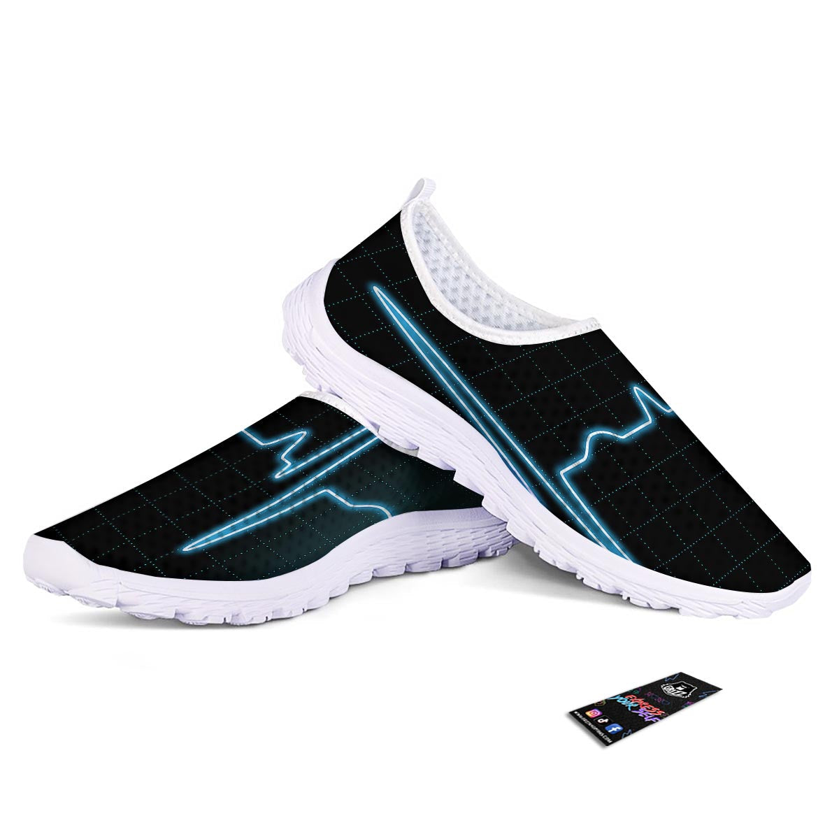 Heartbeat Teal Print Nurse Shoes-grizzshop