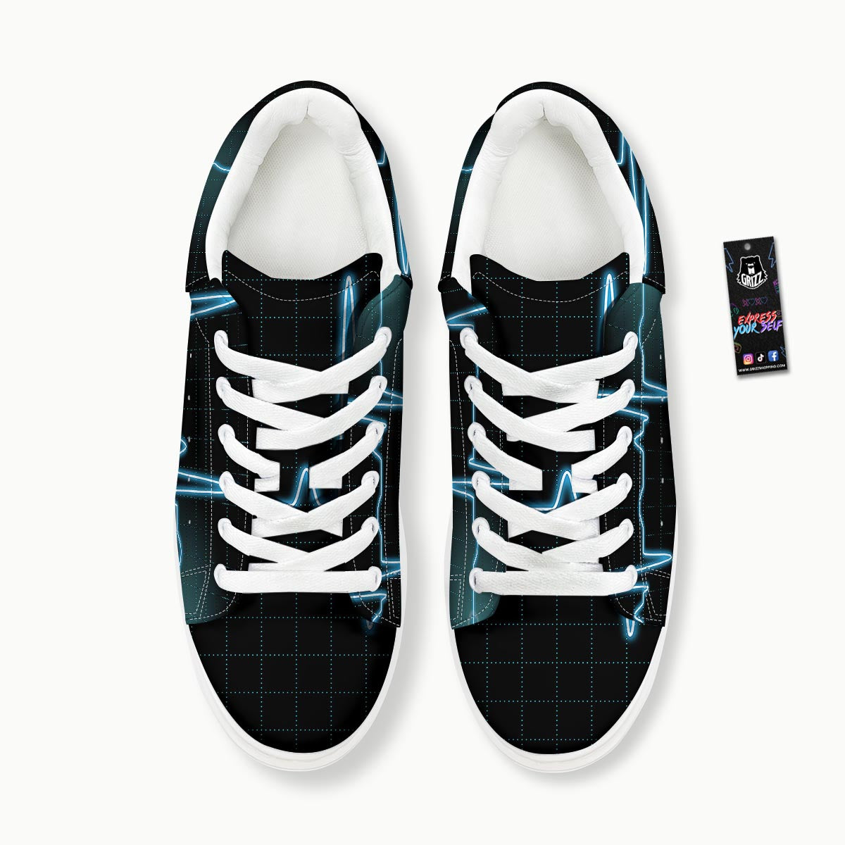 Heartbeat Teal Print Platform Shoes-grizzshop