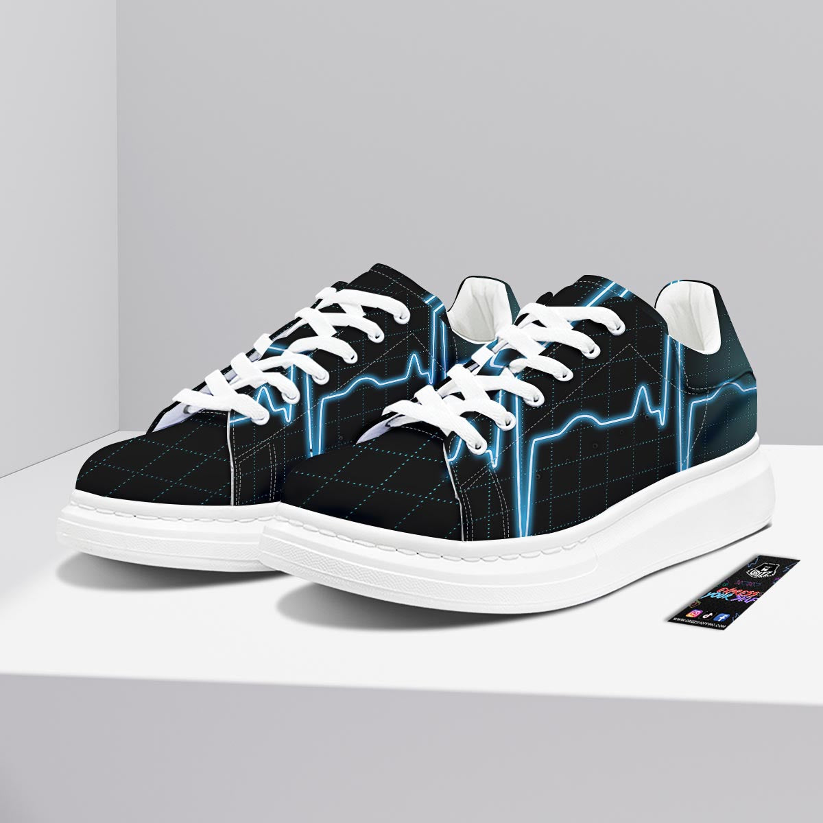 Heartbeat Teal Print Platform Shoes-grizzshop