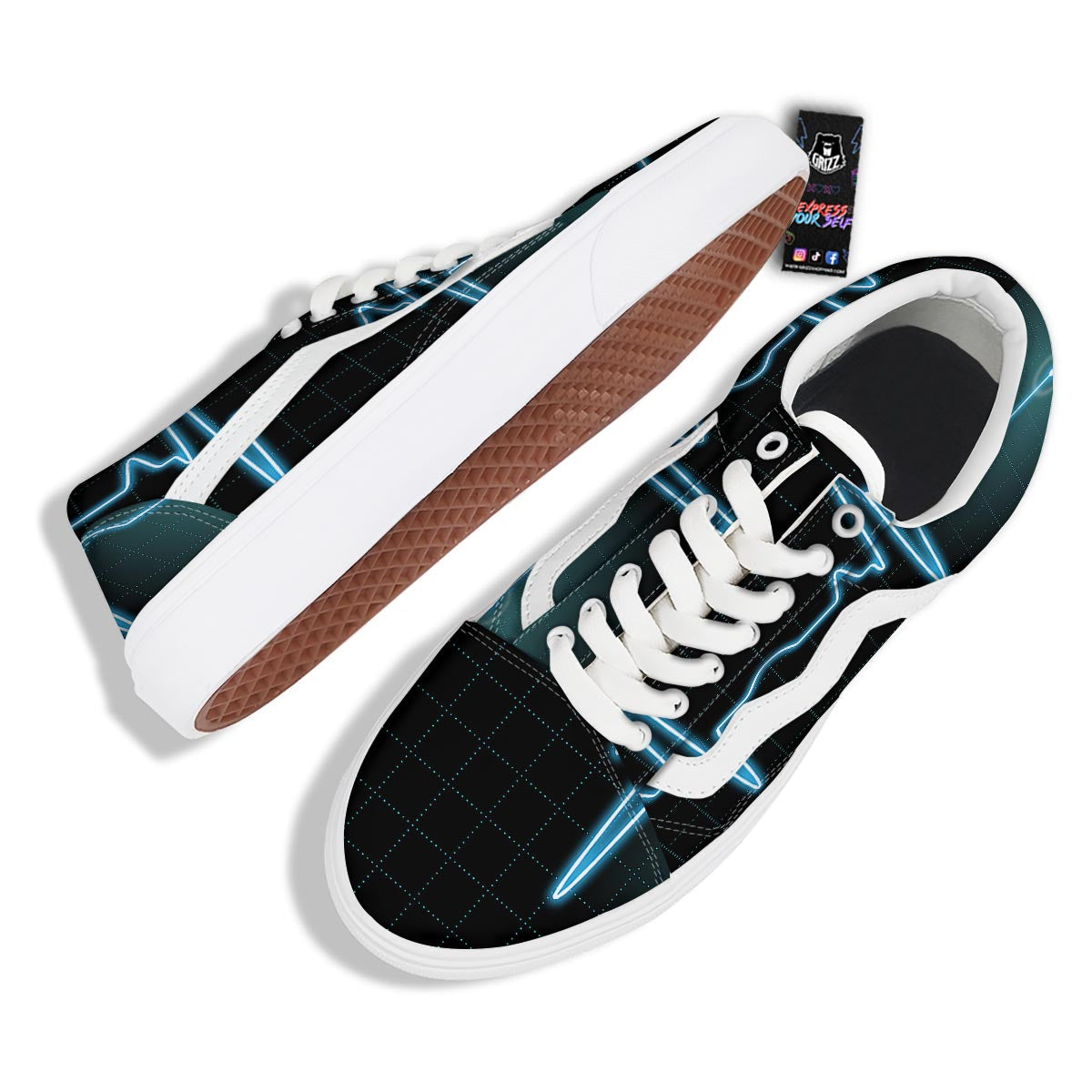 Heartbeat Teal Print Skate Shoes-grizzshop