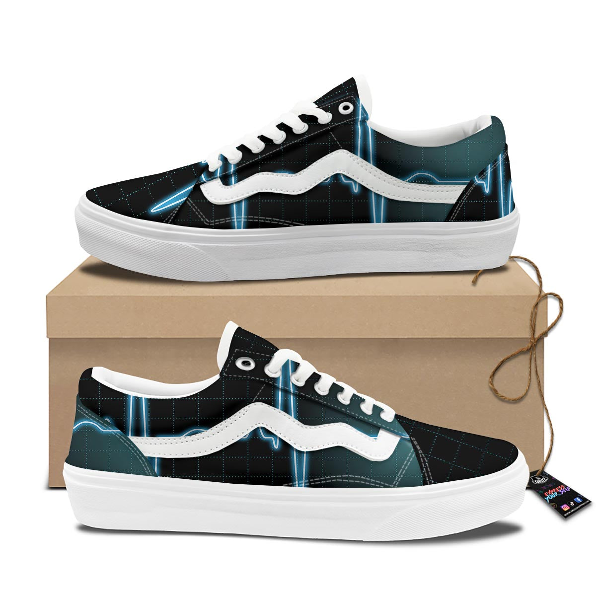 Heartbeat Teal Print Skate Shoes-grizzshop