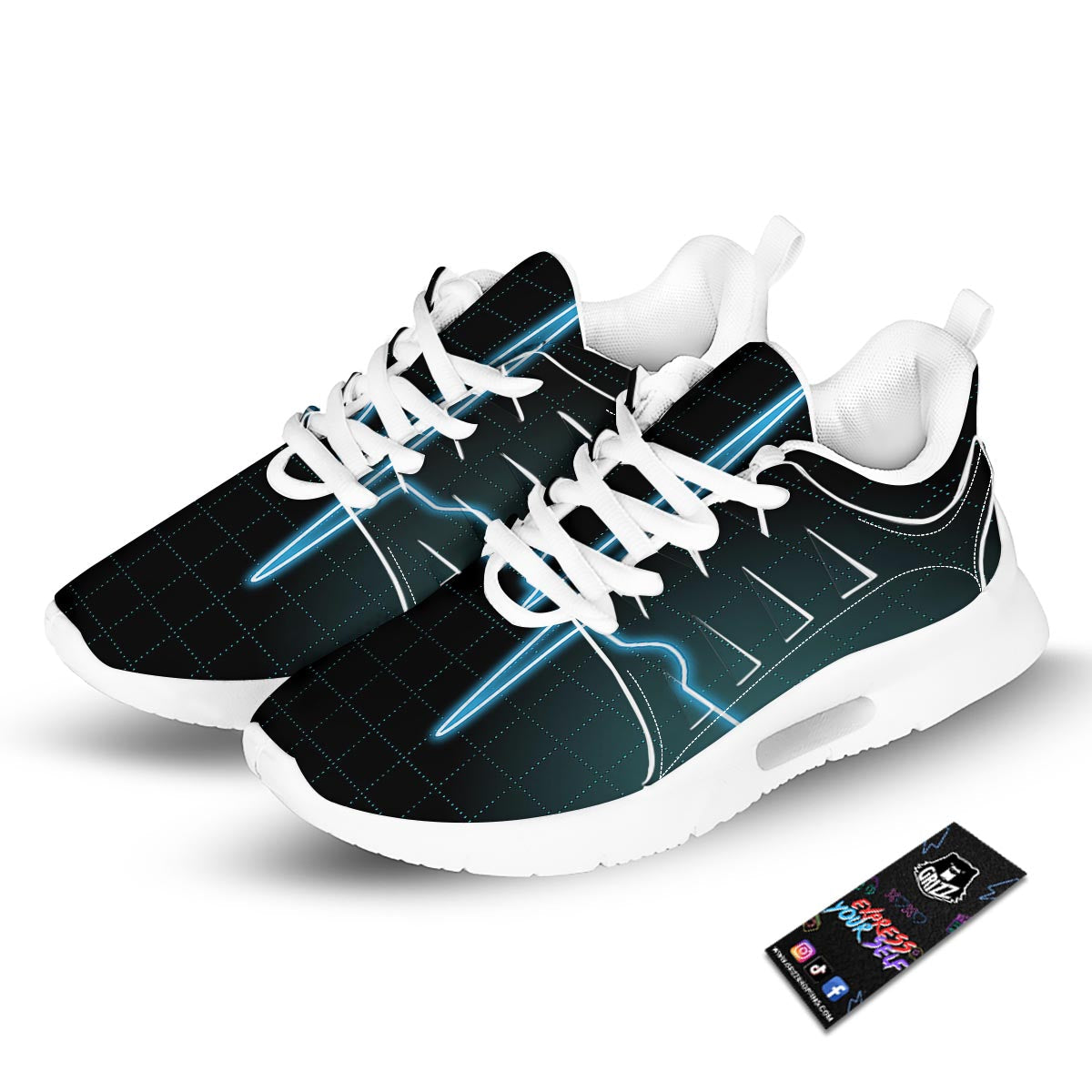 Heartbeat Teal Print Tennis Shoes-grizzshop