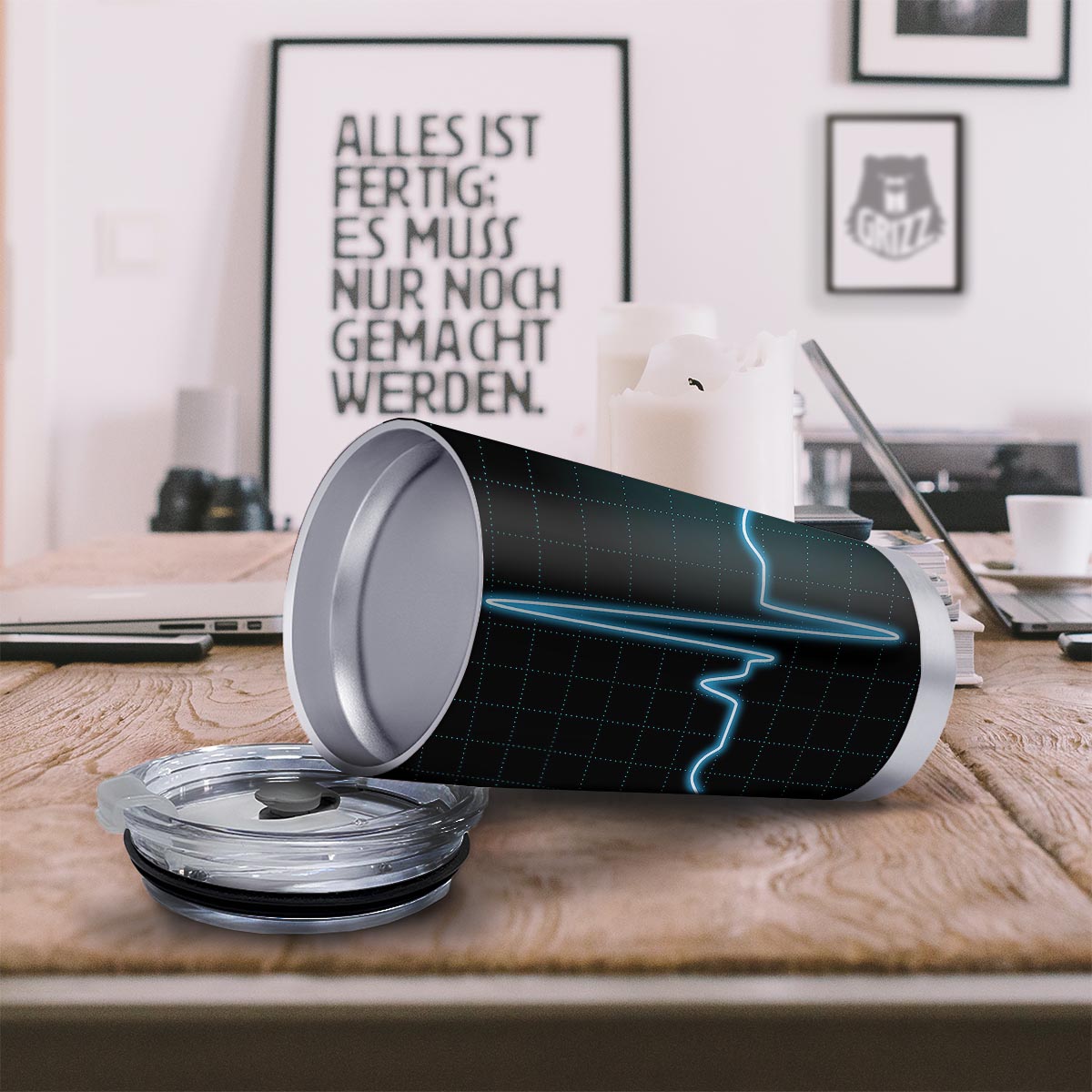 Heartbeat Teal Print Tumbler-grizzshop