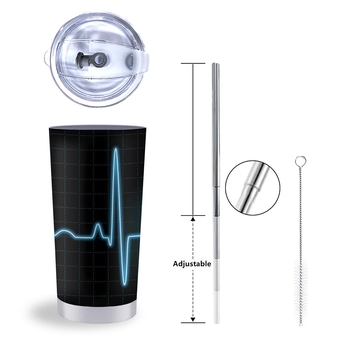 Heartbeat Teal Print Tumbler-grizzshop