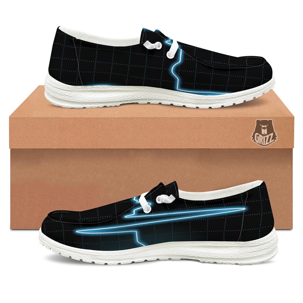 Heartbeat Teal Print White Loafers-grizzshop