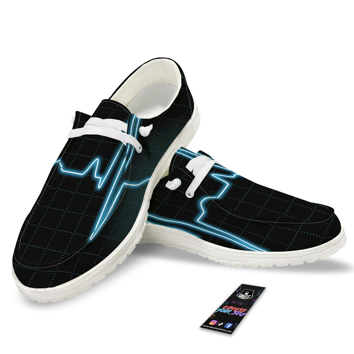 Heartbeat Teal Print White Loafers-grizzshop