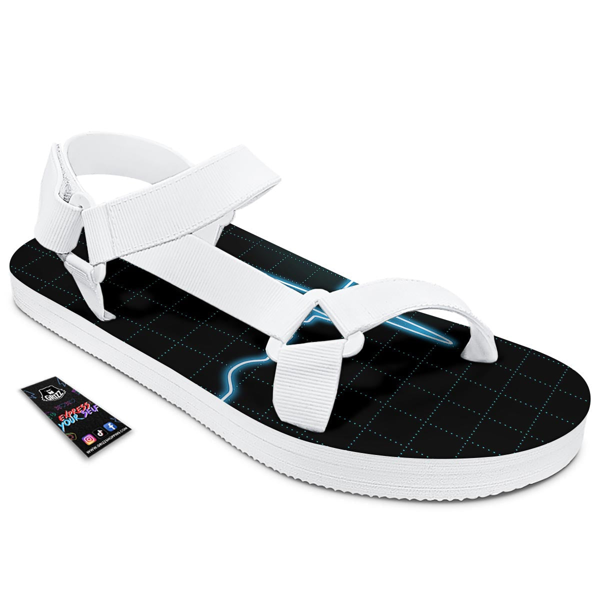 Heartbeat Teal Print White Open Toe Sandals-grizzshop
