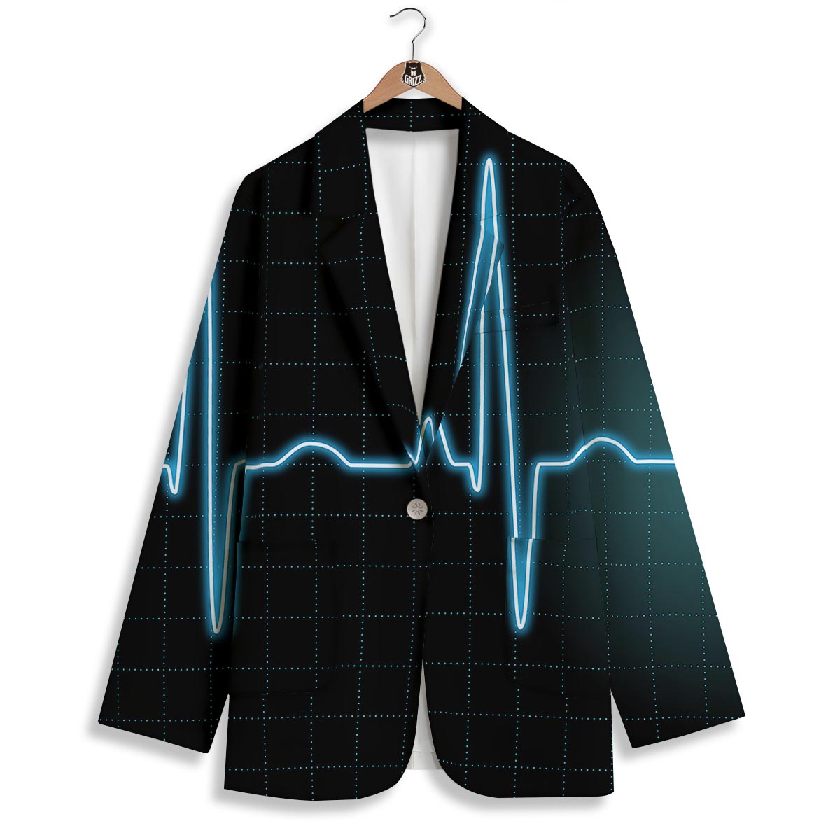Heartbeat Teal Print Women's Blazer-grizzshop