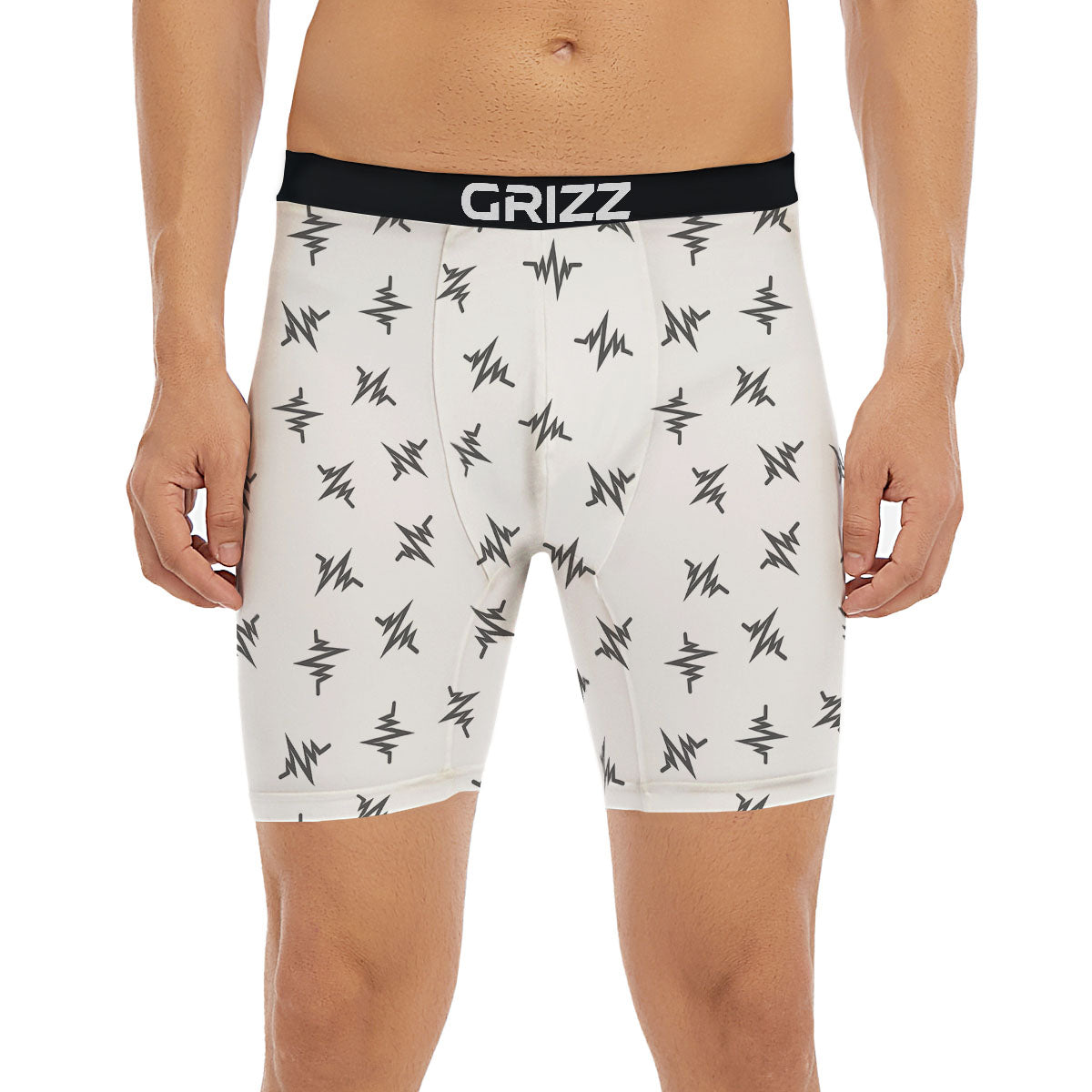 Heartbeat White And Black Print Pattern Boxer Briefs-grizzshop