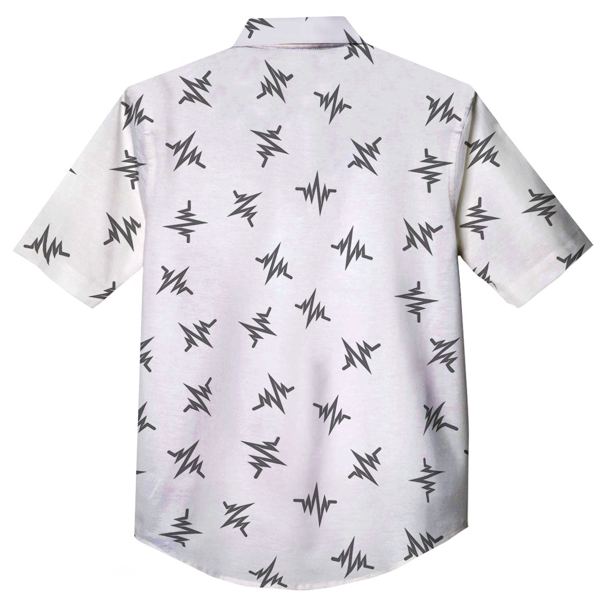 Heartbeat White And Black Print Pattern Button Up Shirt-grizzshop
