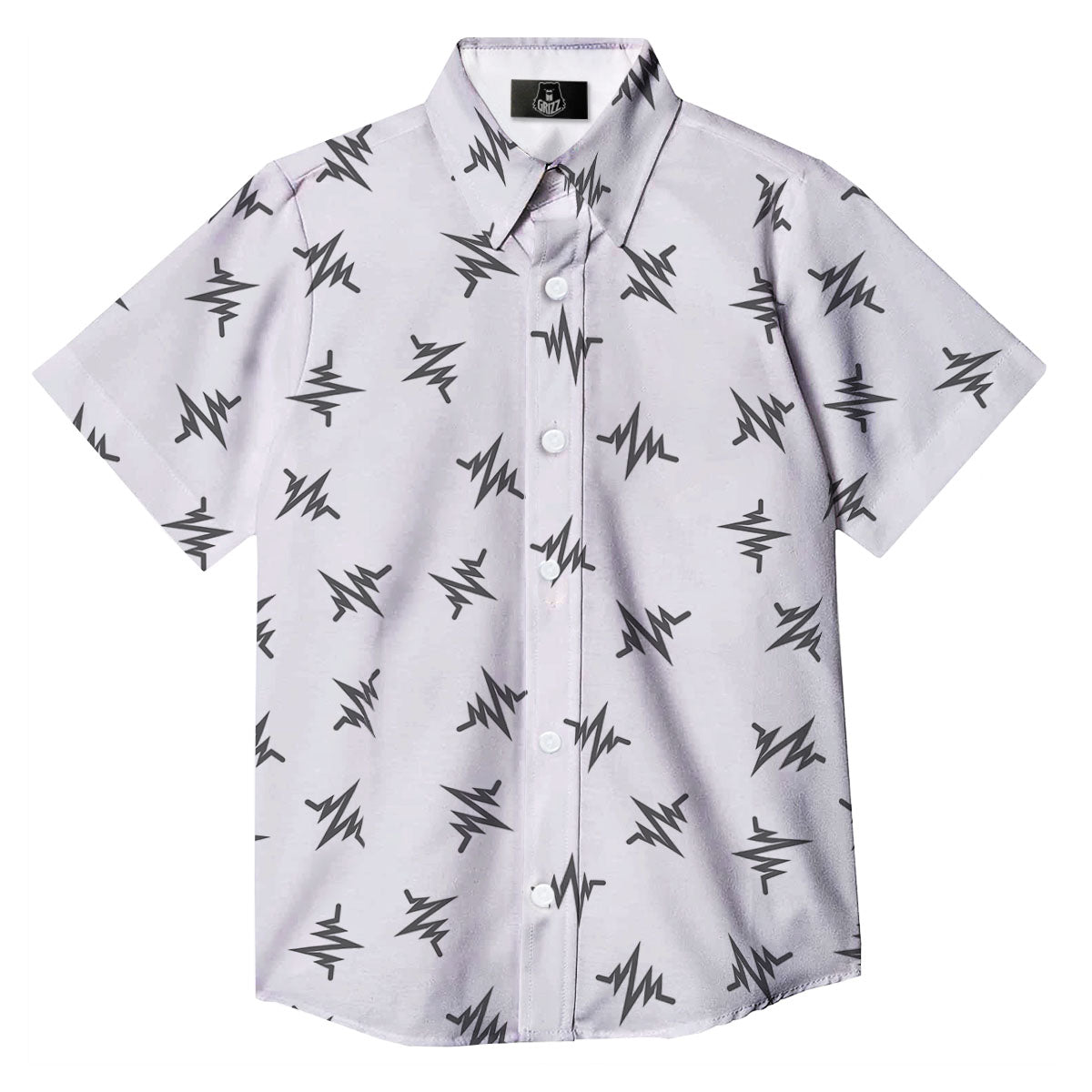 Heartbeat White And Black Print Pattern Button Up Shirt-grizzshop