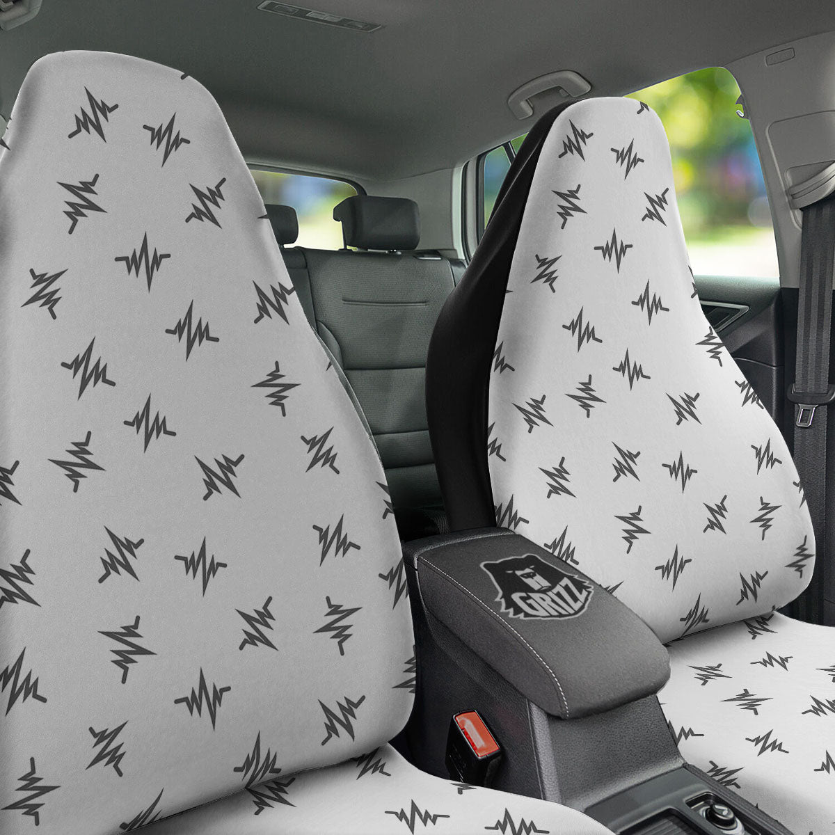 Heartbeat White And Black Print Pattern Car Seat Covers-grizzshop