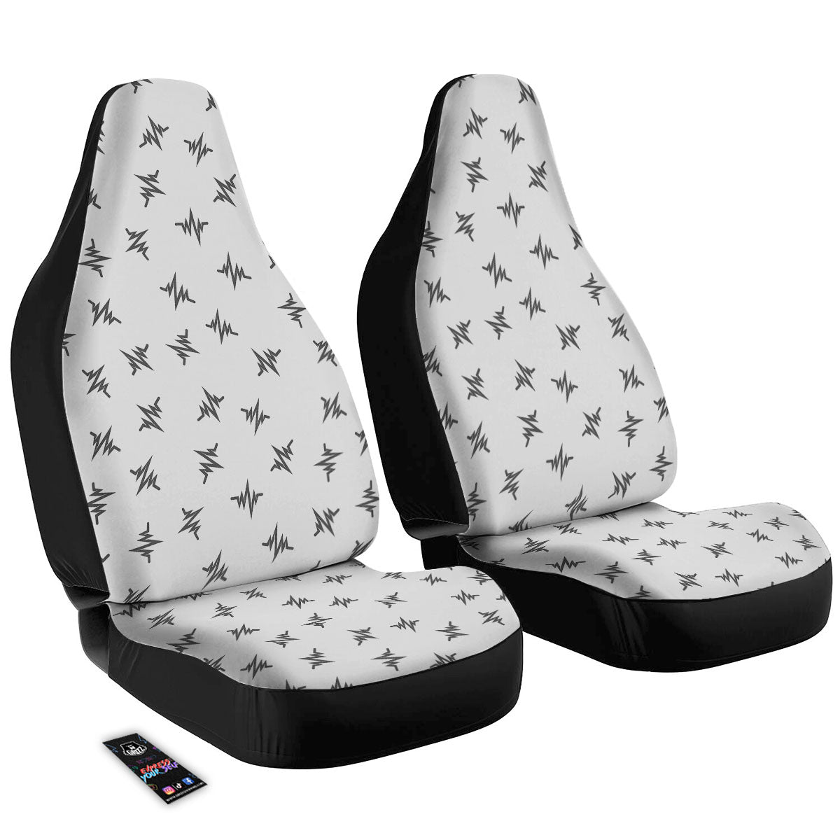 Heartbeat White And Black Print Pattern Car Seat Covers-grizzshop