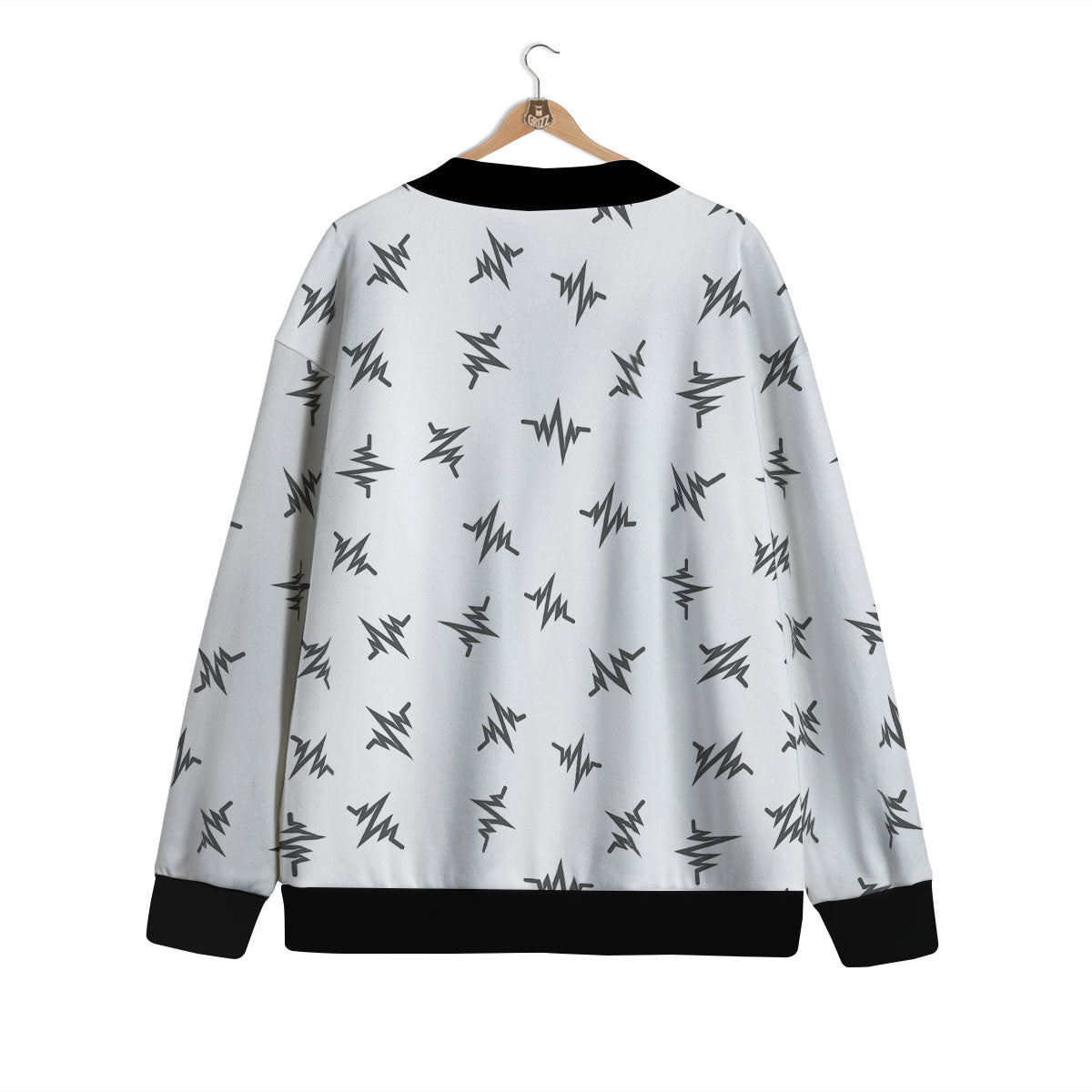 Heartbeat White And Black Print Pattern Cardigan-grizzshop