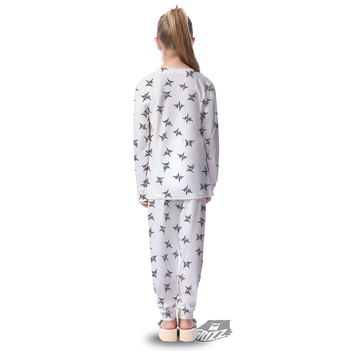 Heartbeat White And Black Print Pattern Kid's Pajamas-grizzshop