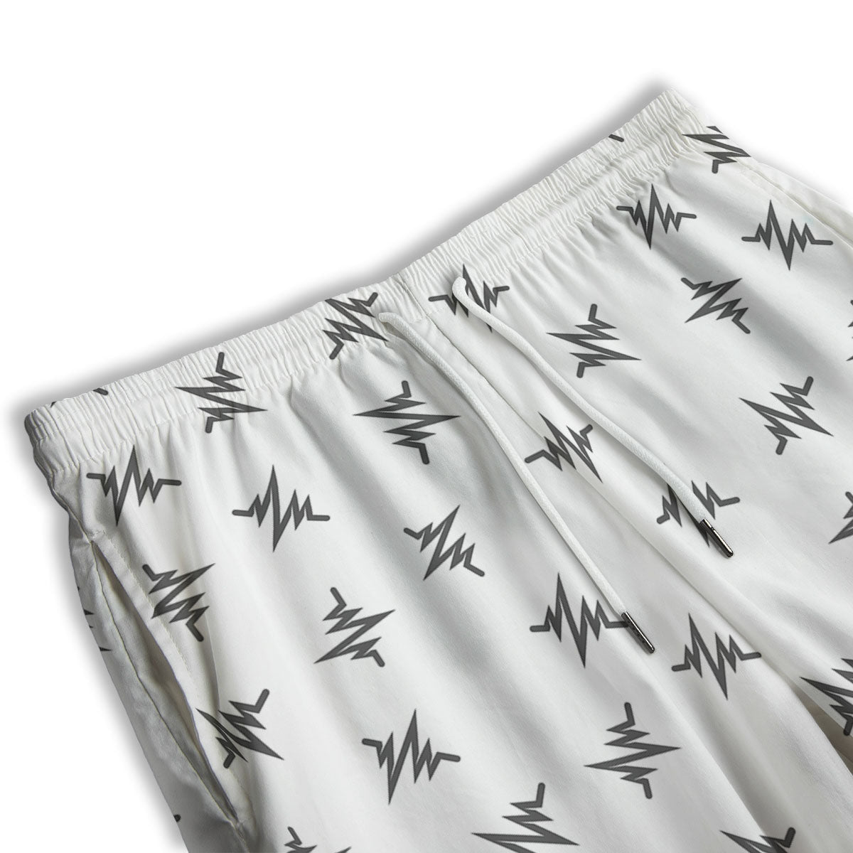 Heartbeat White And Black Print Pattern Men's Athletic Shorts