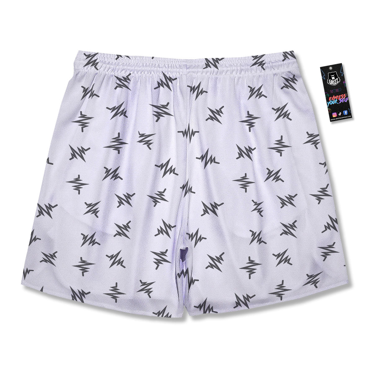 Heartbeat White And Black Print Pattern Men's Running Shorts-grizzshop