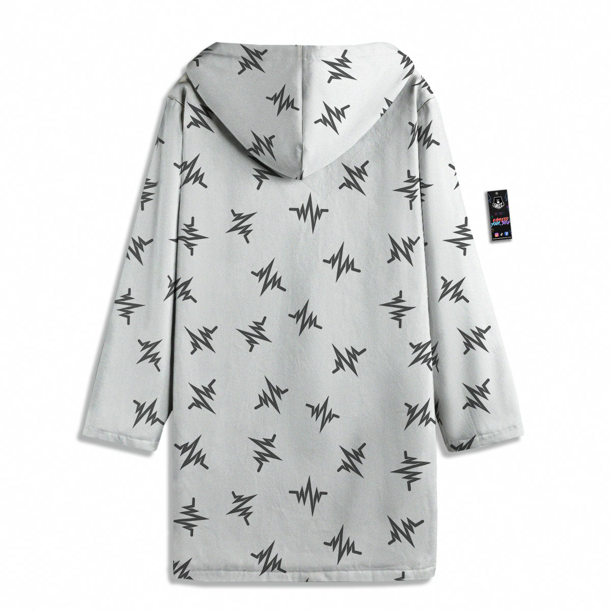 Heartbeat White And Black Print Pattern Men's Windbreaker Jacket-grizzshop