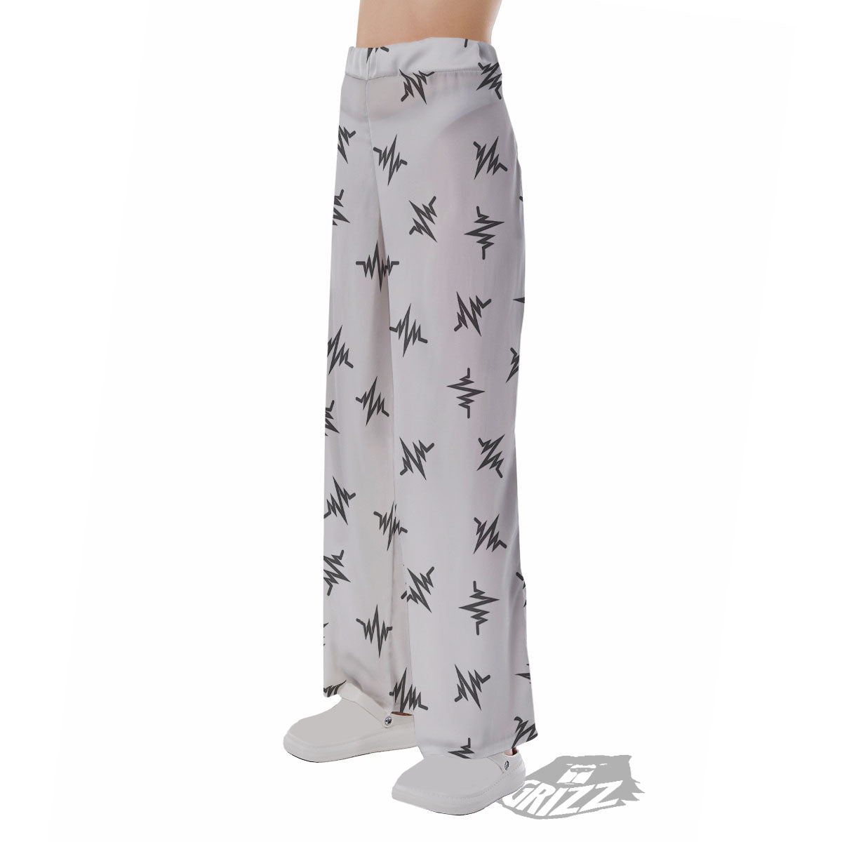 Heartbeat White And Black Print Pattern Pajama Pants-grizzshop