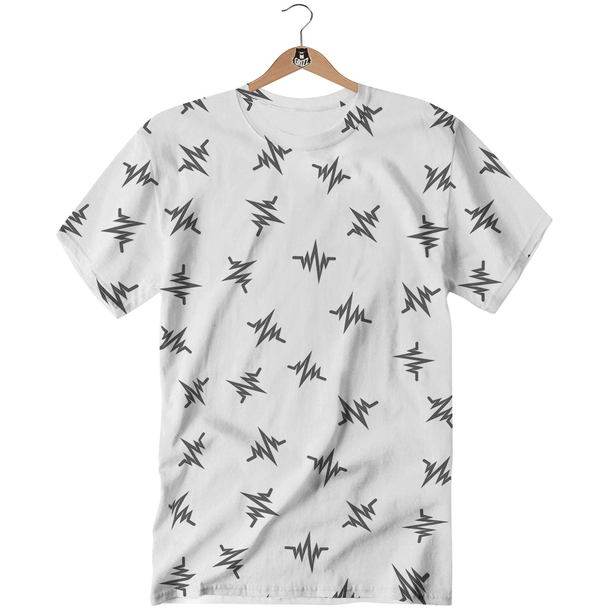Heartbeat White And Black Print Pattern T-Shirt-grizzshop