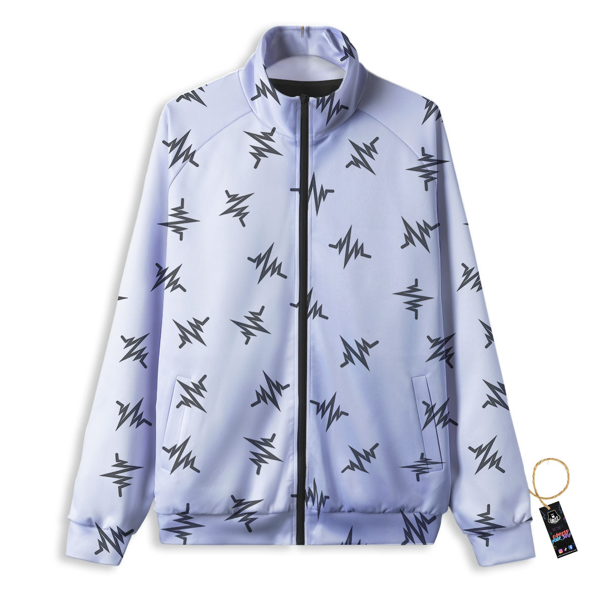 Heartbeat White And Black Print Pattern Track Jacket-grizzshop