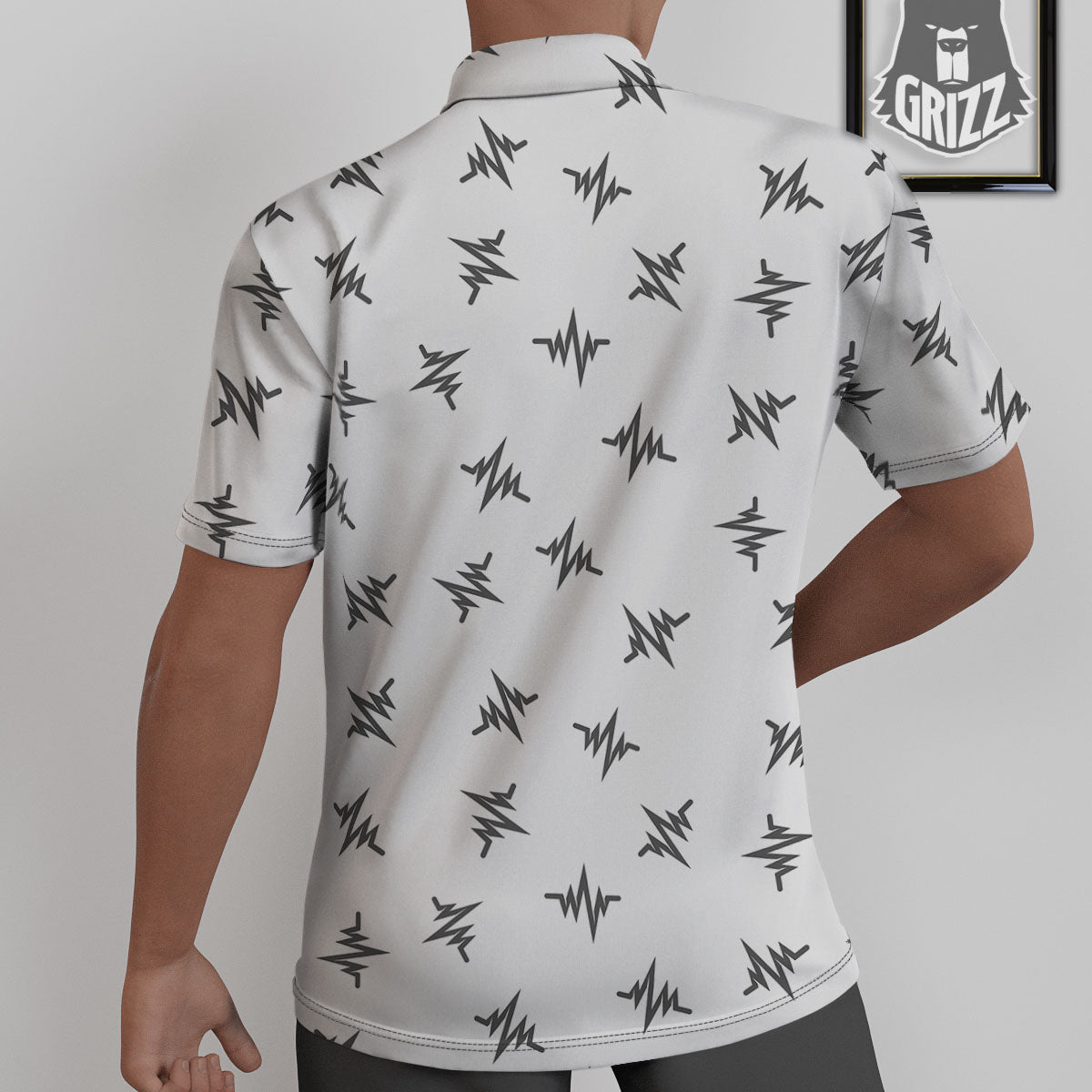 Heartbeat White And Black Print Pattern Untucked Shirts-grizzshop