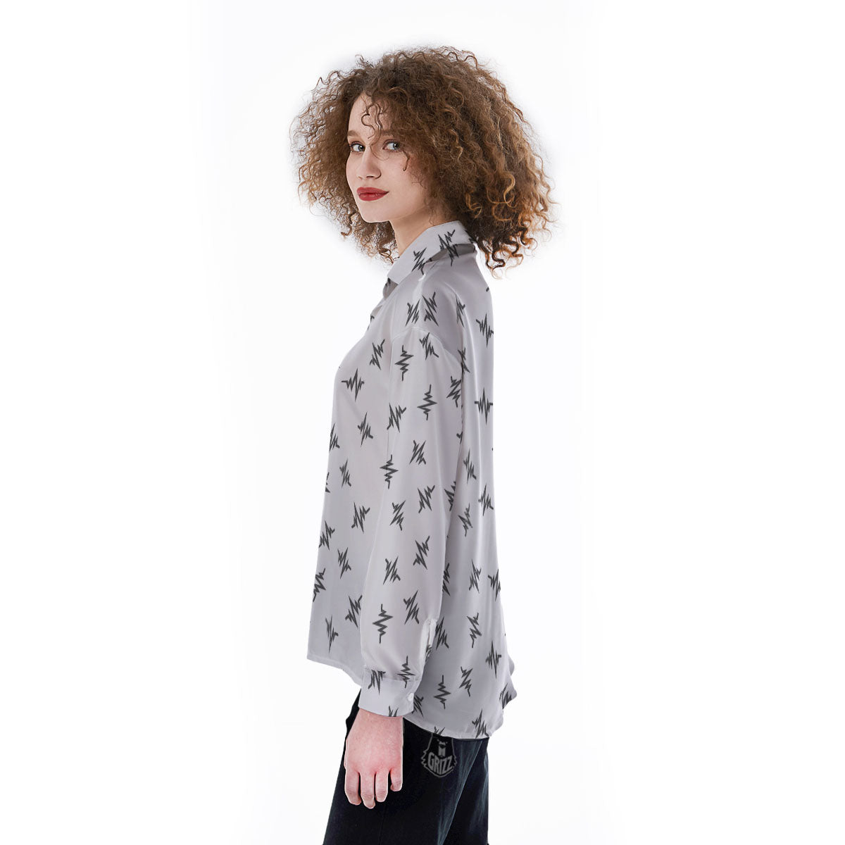 Heartbeat White And Black Print Pattern Women's Long Sleeve Shirts-grizzshop