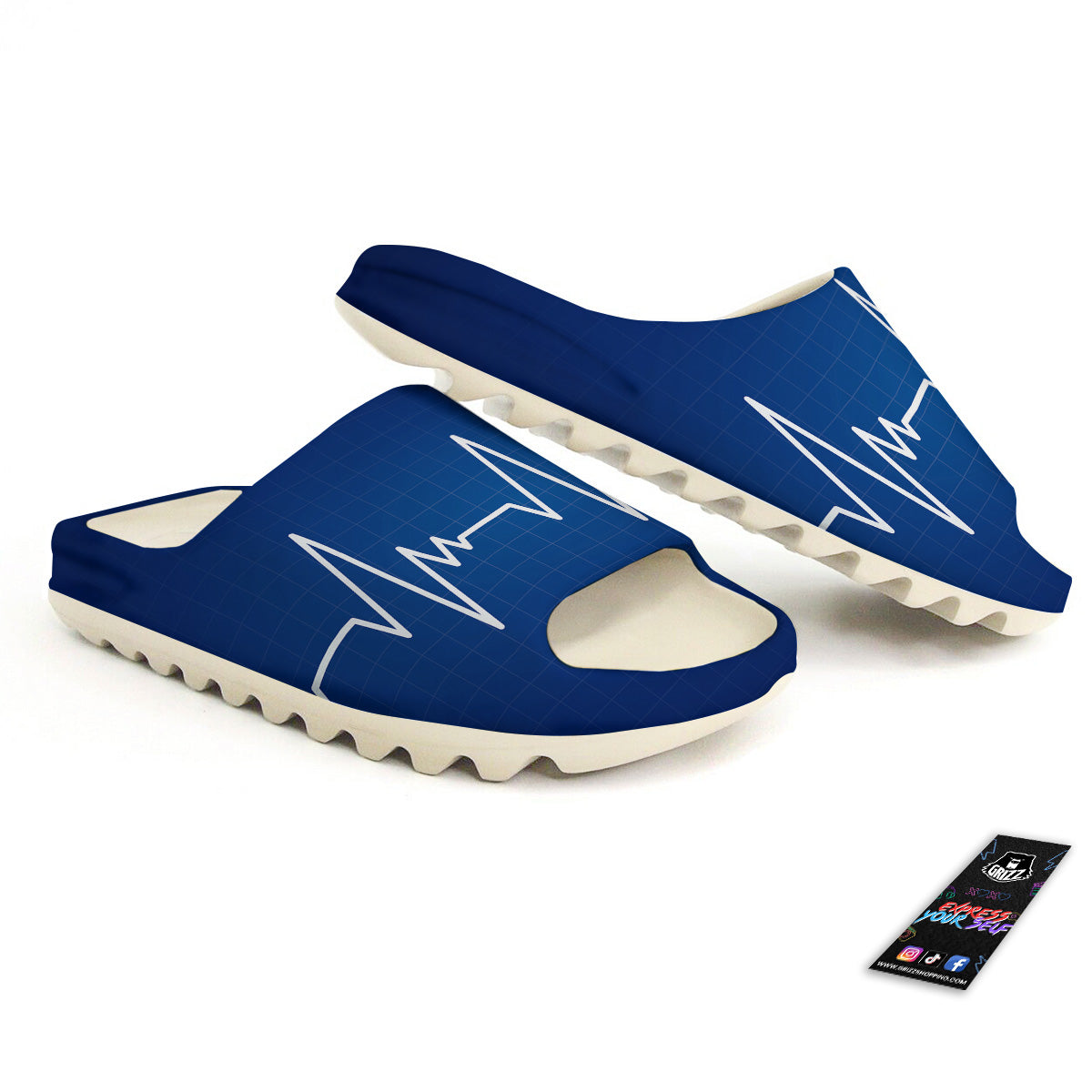 Heartbeat Blue Print Sandals-grizzshop