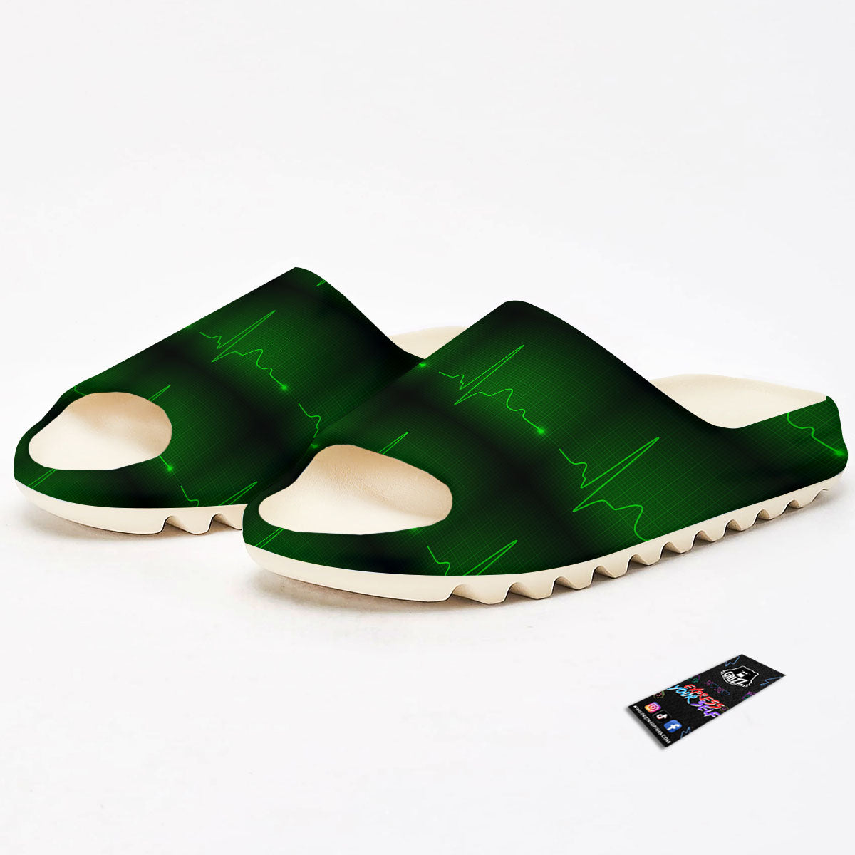 Heartbeat Green Print Pattern Sandals-grizzshop