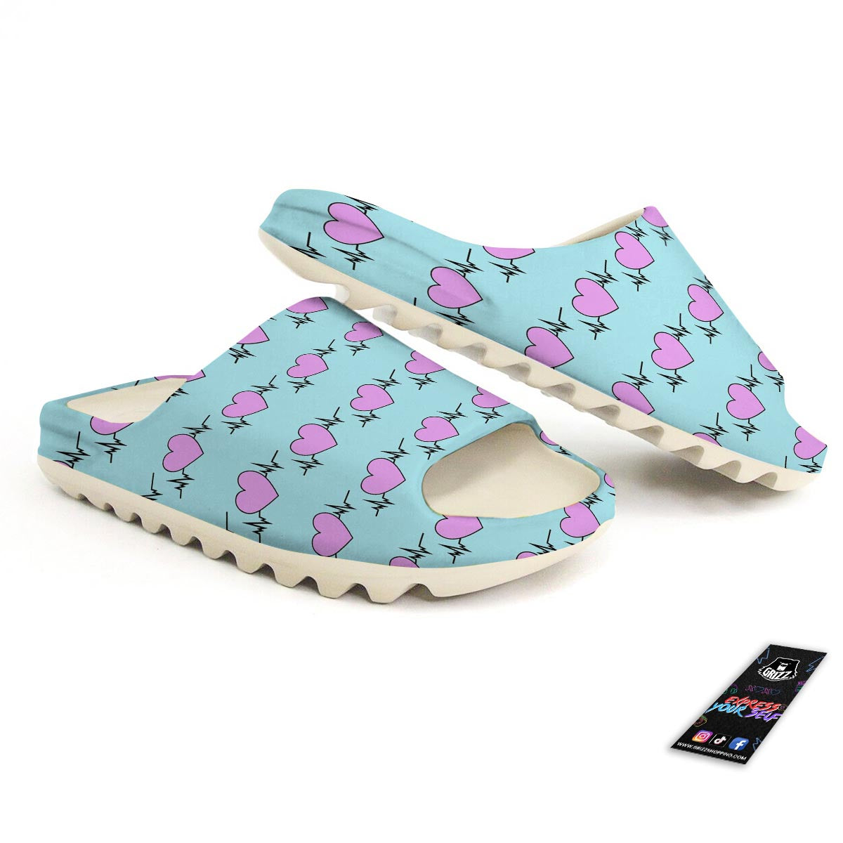 Heartbeat Pink Print Pattern Sandals-grizzshop