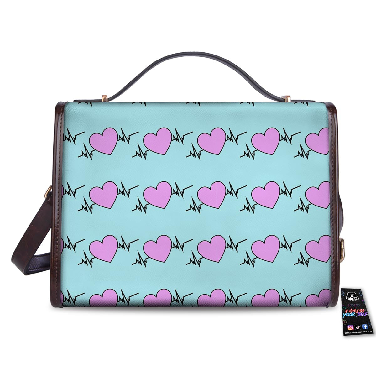 Heartbeat Pink Print Pattern Women's Satchel Bag