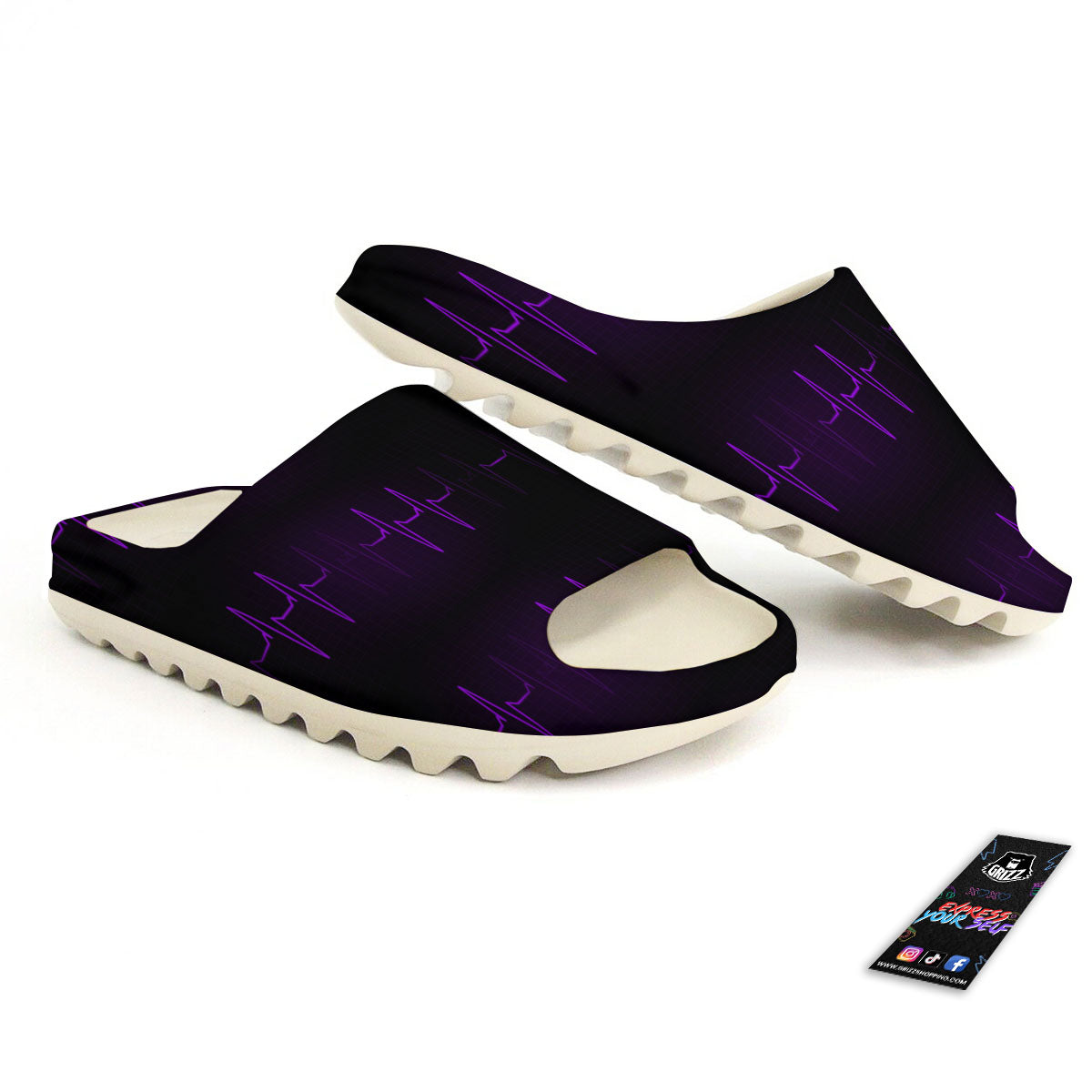 Heartbeat Purple Print Pattern Sandals-grizzshop