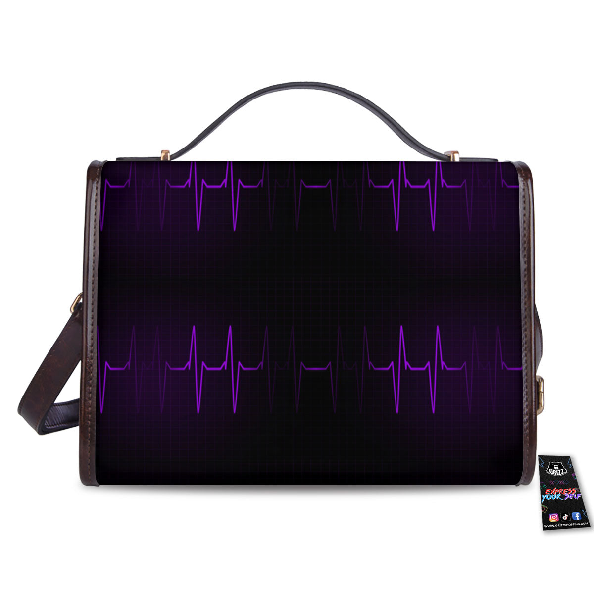Heartbeat Purple Print Pattern Women's Satchel Bag