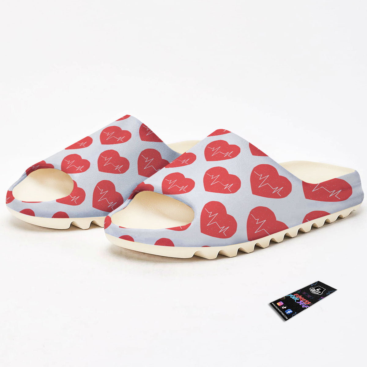 Heartbeat Red Print Pattern Sandals-grizzshop