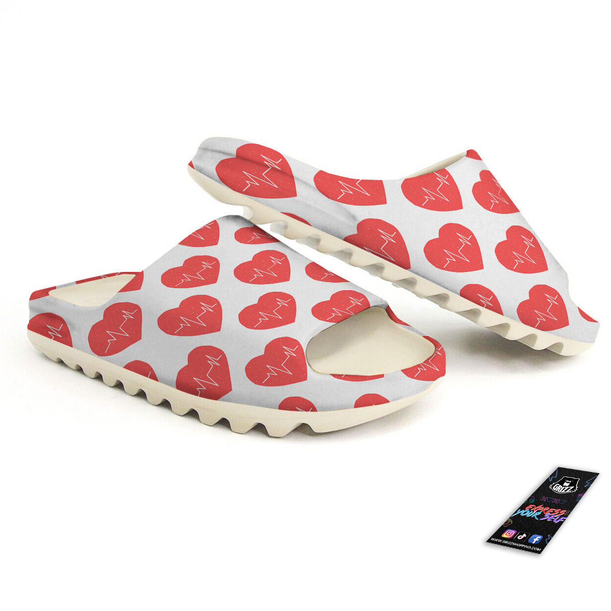 Heartbeat Red Print Pattern Sandals-grizzshop