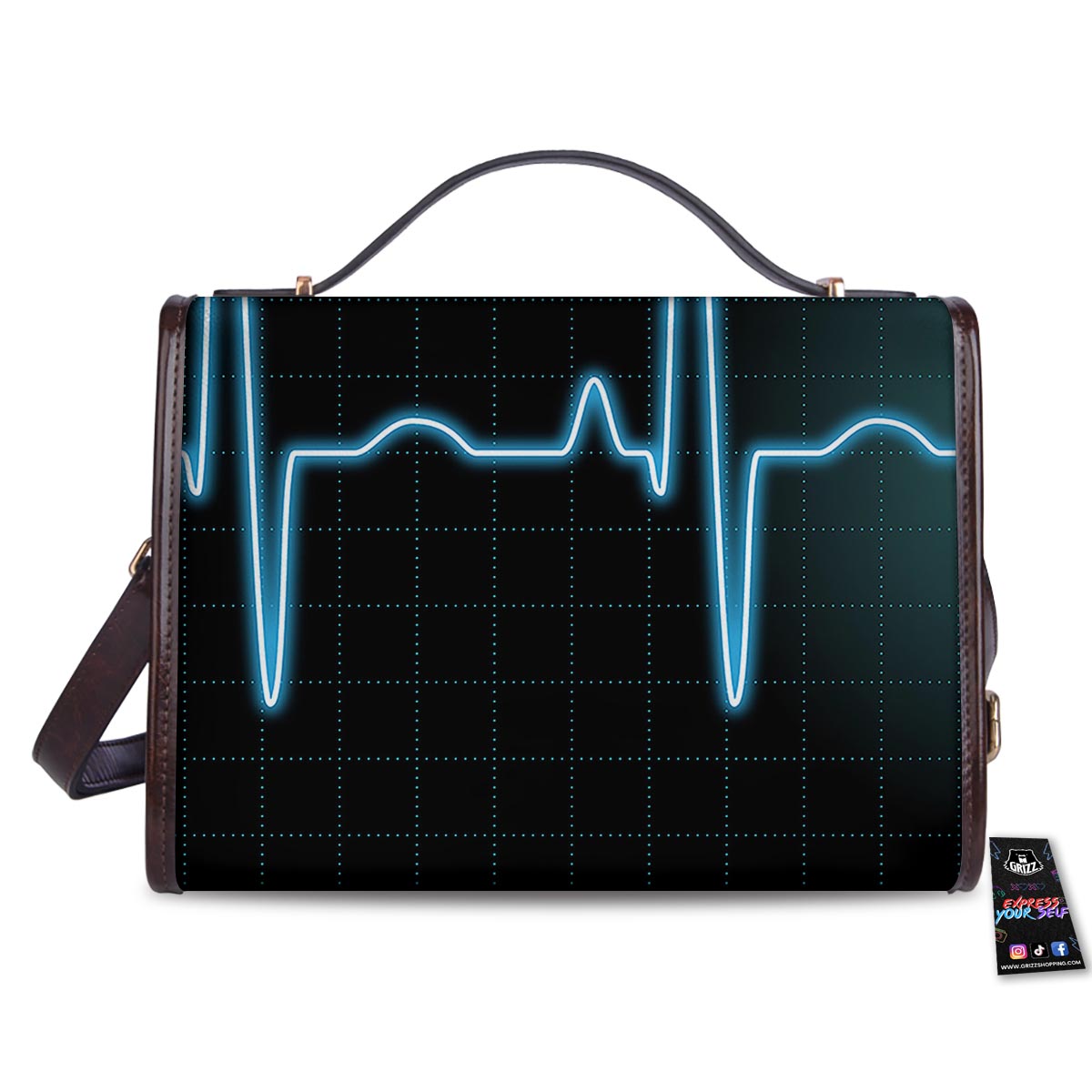Heartbeat Teal Print Women's Satchel Bag
