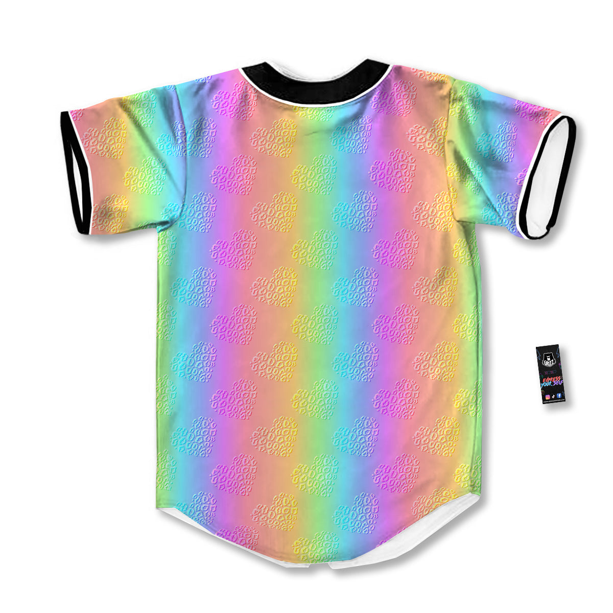 Hearts Rainbow Leopard Print Pattern Baseball Jersey-grizzshop