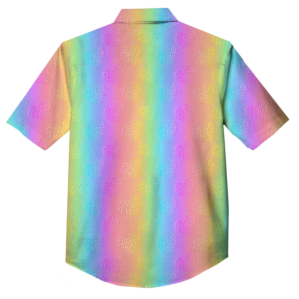 Hearts Rainbow Leopard Print Pattern Button Up Shirt-grizzshop