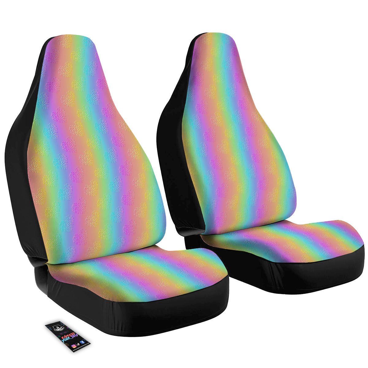 Hearts Rainbow Leopard Print Pattern Car Seat Covers-grizzshop