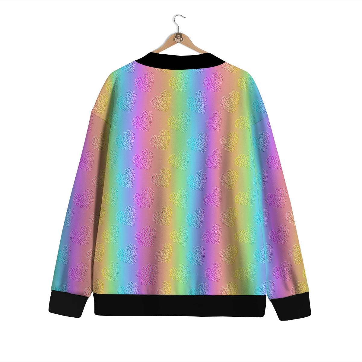 Hearts Rainbow Leopard Print Pattern Cardigan-grizzshop
