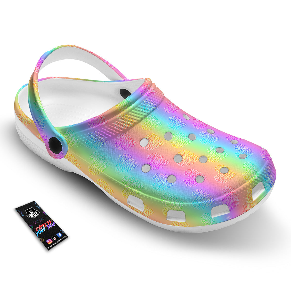 Hearts Rainbow Leopard Print Pattern Clog-grizzshop