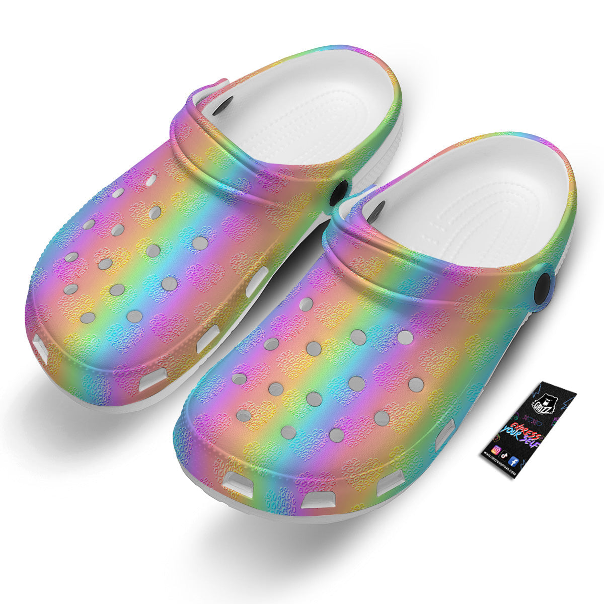 Hearts Rainbow Leopard Print Pattern Clog-grizzshop