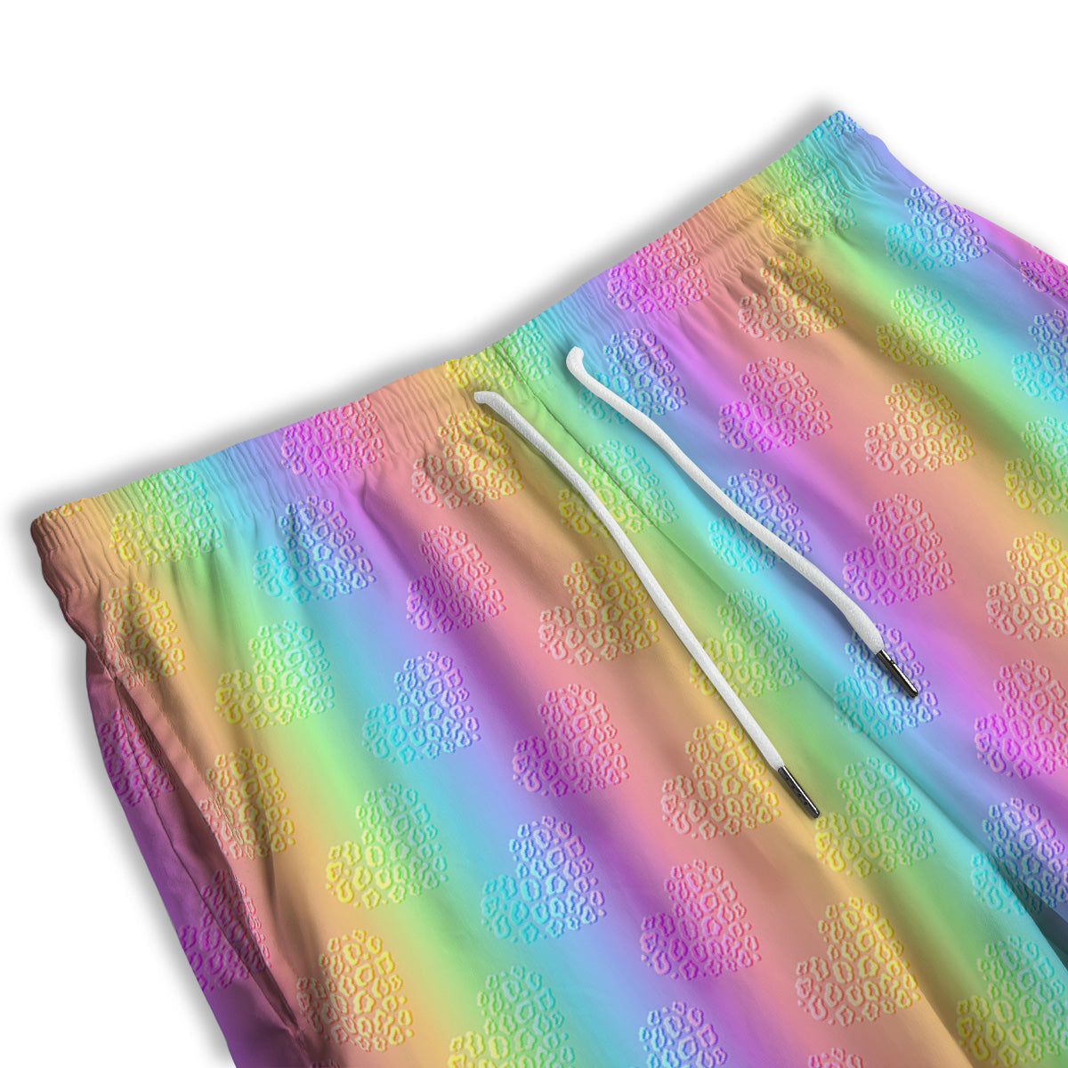Hearts Rainbow Leopard Print Pattern Men's Athletic Shorts