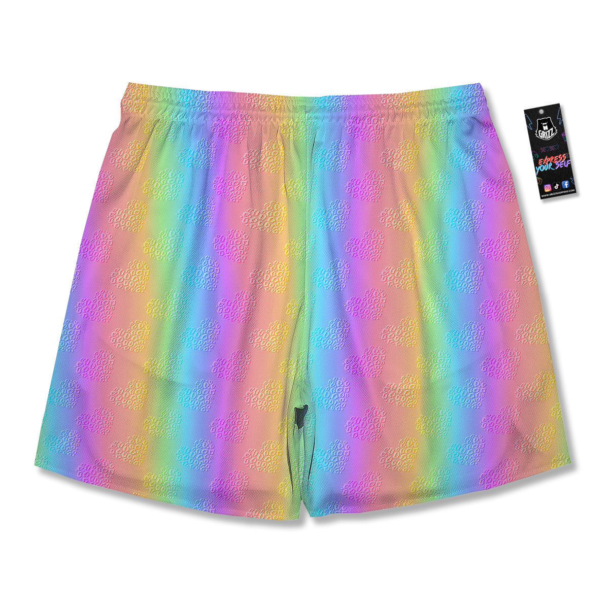 Hearts Rainbow Leopard Print Pattern Men's Running Shorts-grizzshop